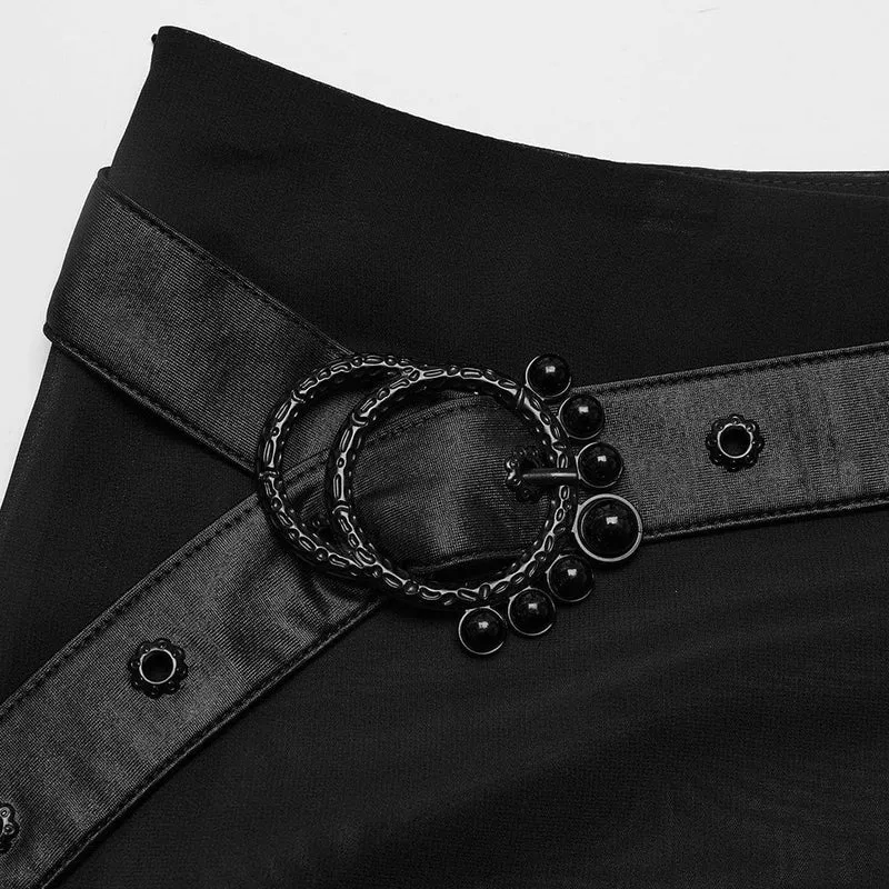 Damen-Gothic-Rock aus Chiffon mit Nieten und Gürtel