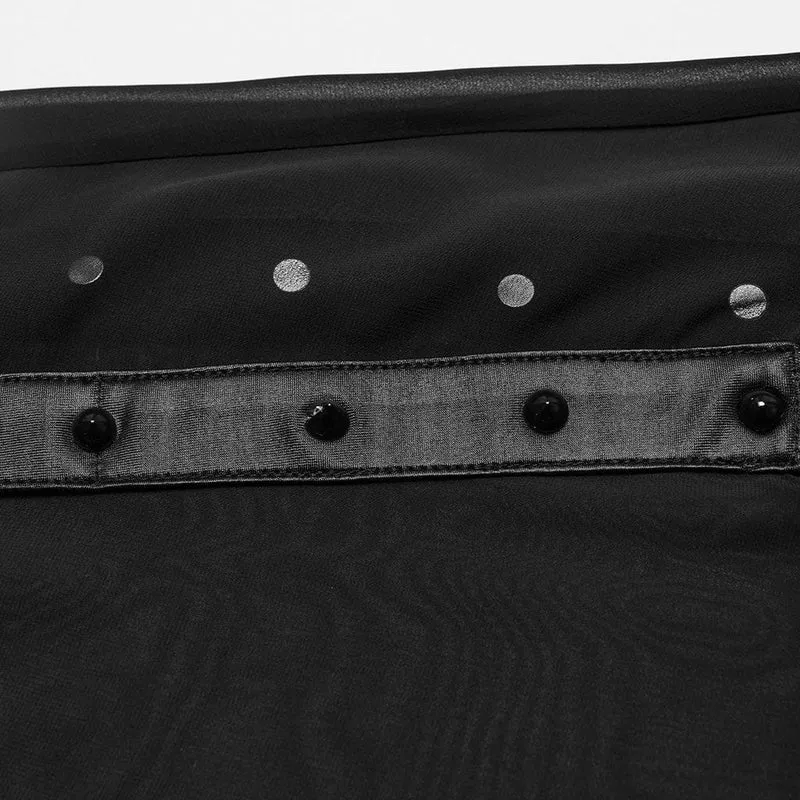 Damen-Gothic-Rock aus Chiffon mit Nieten und Gürtel
