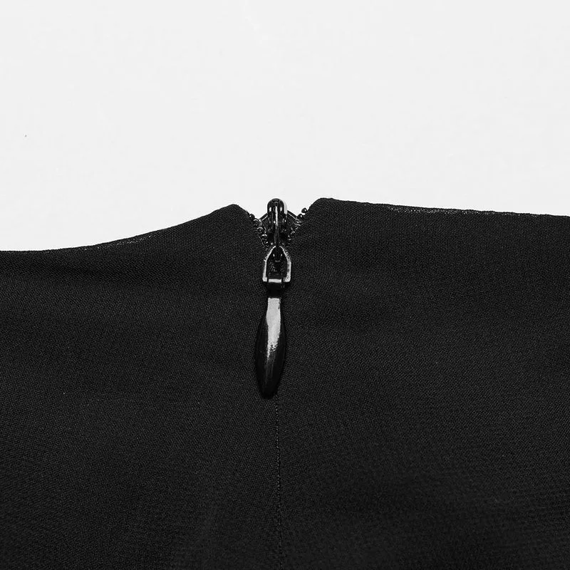 Damen-Gothic-Rock aus Chiffon mit Nieten und Gürtel