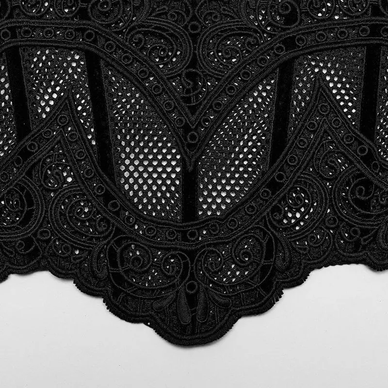 Damen Gothic Unterbrustkorsett mit floraler Stickerei aus Netzstoff