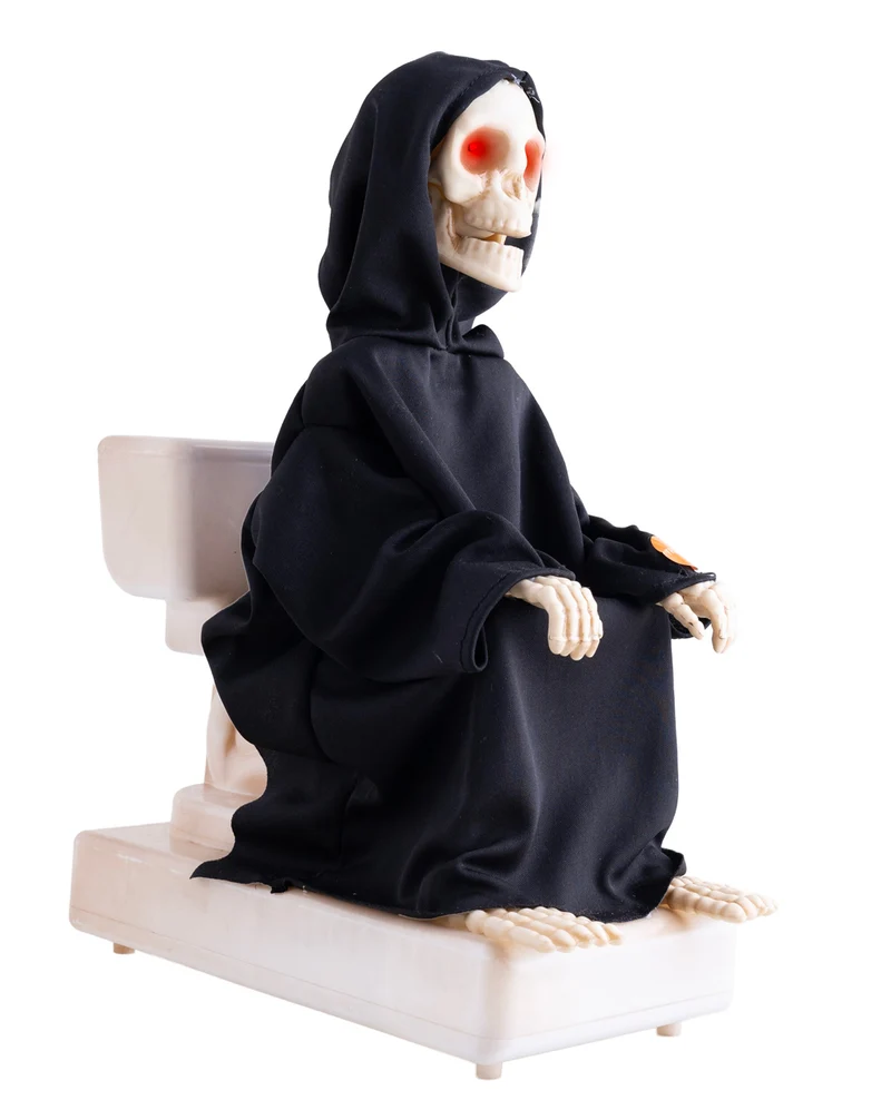 Skelett auf Toilette mit Licht, Sound & Bewegung 35cm