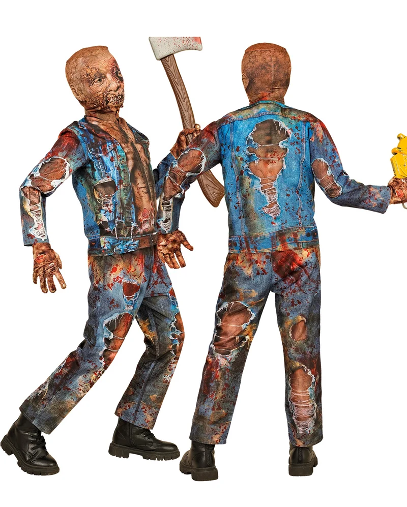Zombie Sofortkostüm für Kinder mit Maske & Handschuhe