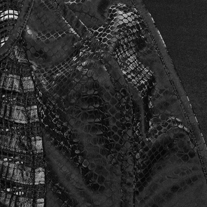 Punk-Spleißkleid mit tiefem Ausschnitt aus Netzstoff für Damen