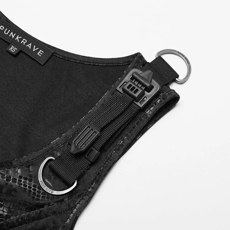 Punk-Spleißkleid mit tiefem Ausschnitt aus Netzstoff für Damen