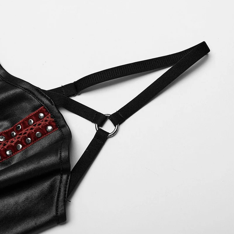 Damen Punk Nailed Lace-up Slip Dress Rot