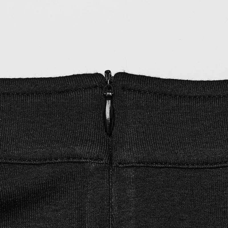 Damen Punk Stehkragen Mesh Splice Strappy Tank Top Schwarz
