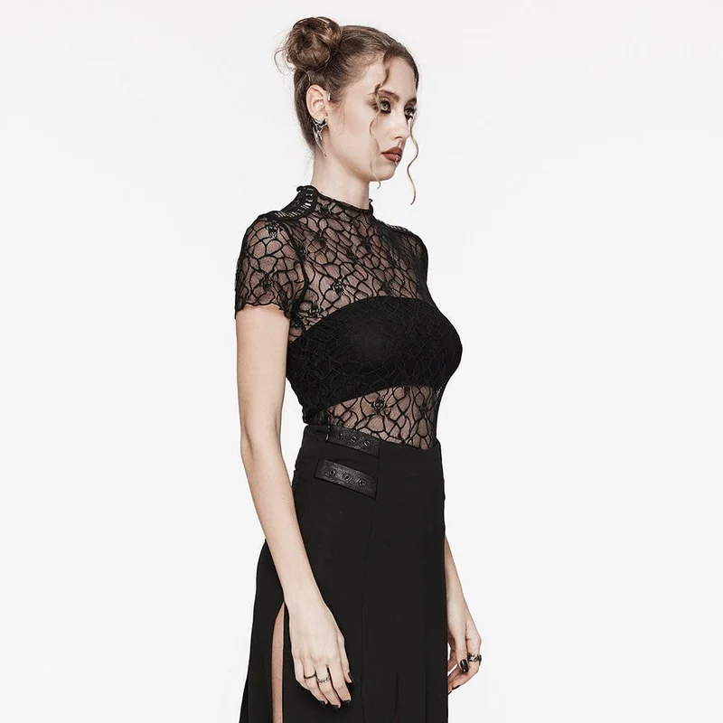 Gothic-Top mit Totenkopf-Motiv für Damen