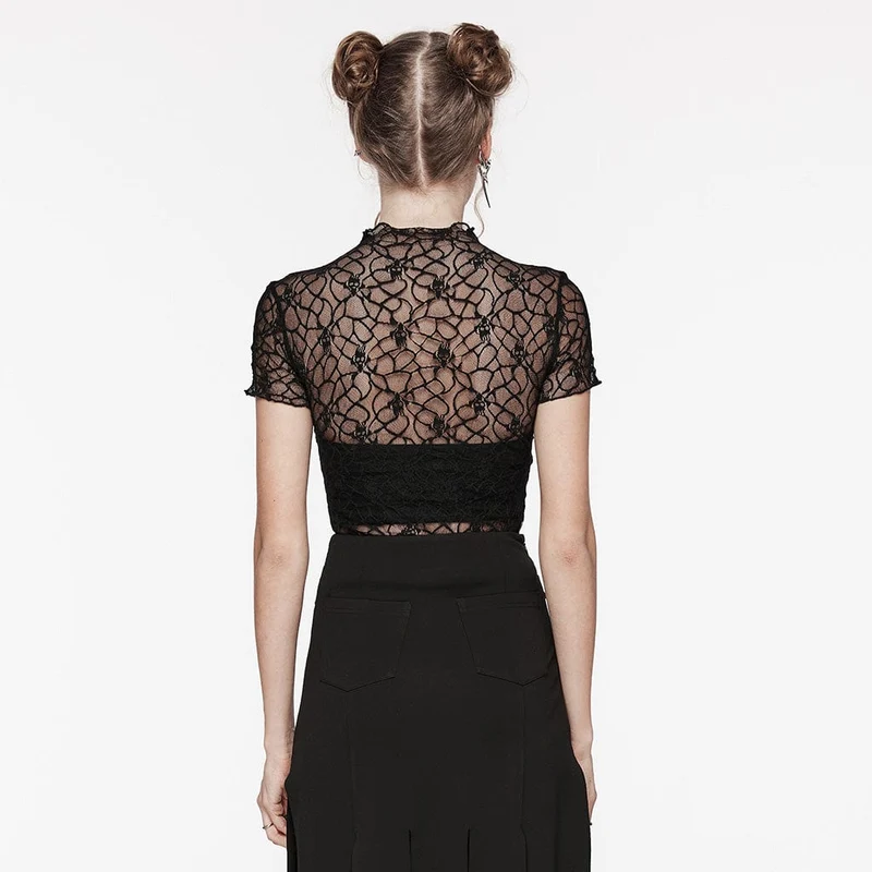 Gothic-Top mit Totenkopf-Motiv für Damen