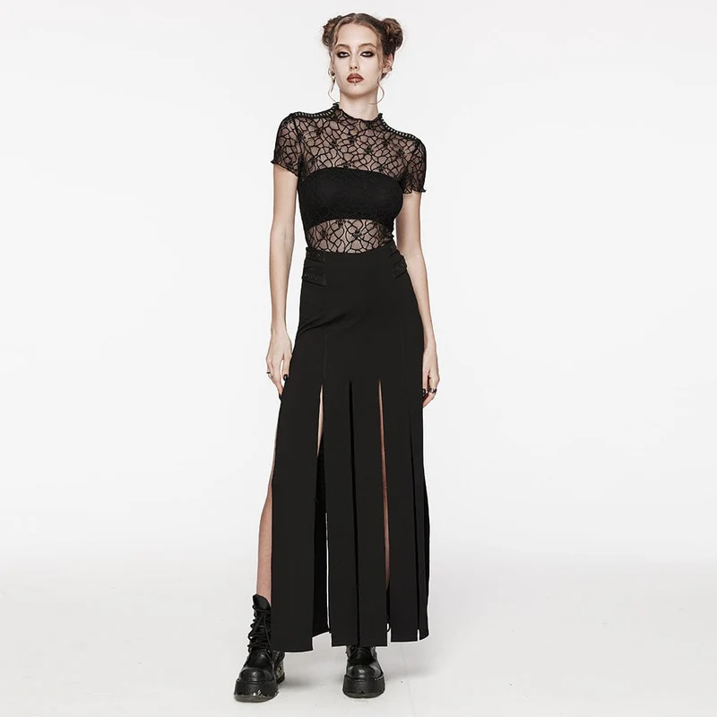 Gothic-Top mit Totenkopf-Motiv für Damen