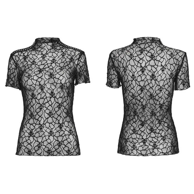 Gothic-Top mit Totenkopf-Motiv für Damen