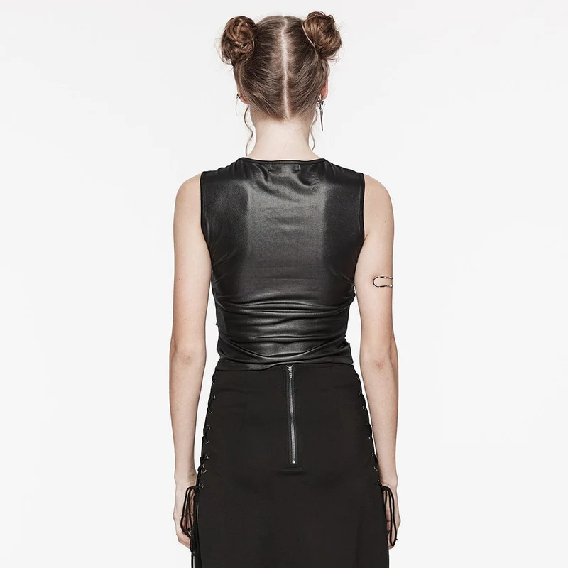 Punk-Tanktop mit geripptem Mesh-Splice für Damen