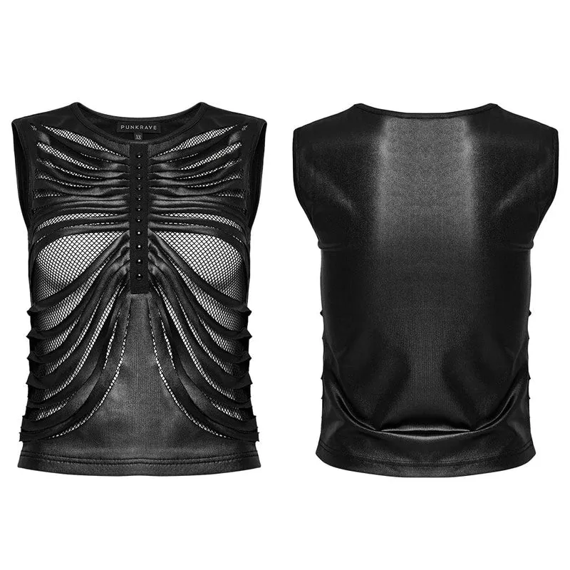 Punk-Tanktop mit geripptem Mesh-Splice für Damen