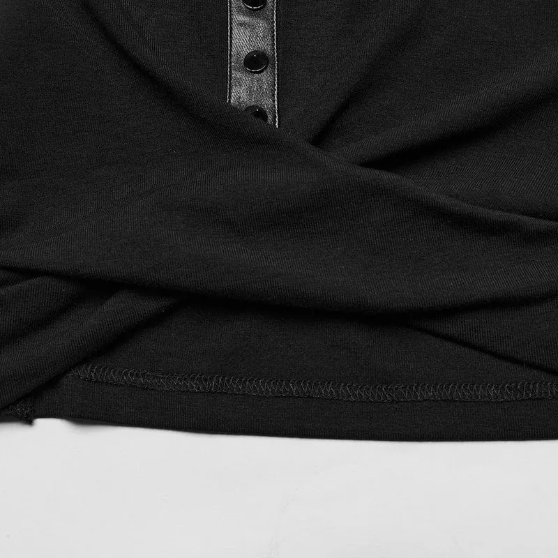 Gekreuztes Tanktop mit Punk-Ausschnitt und Kapuze für Damen