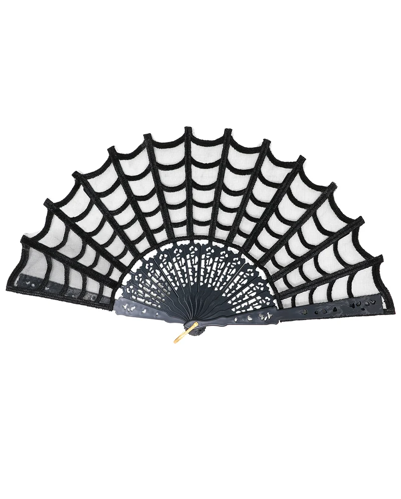Gothic Handfächer - Spinnweben Design
