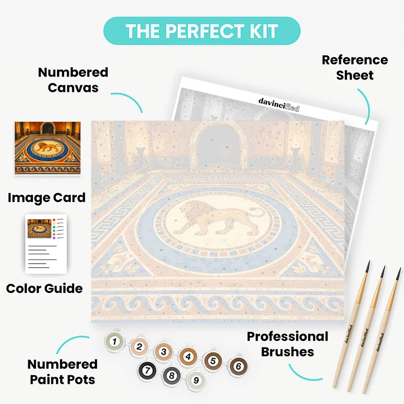 Lion Floor Mosaic - Paint by Numbers Kit