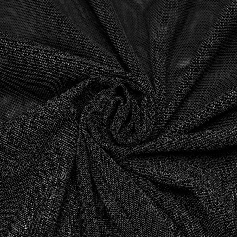Damen-Hemd aus gerafftem Netzstoff mit Gothic-Blumenstickerei