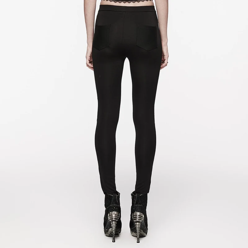 Damen-Gothic-Leggings mit floralem Ausschnitt