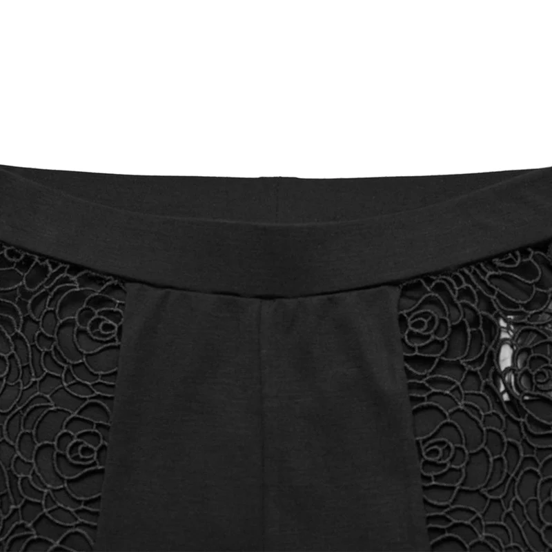 Damen-Gothic-Leggings mit floralem Ausschnitt