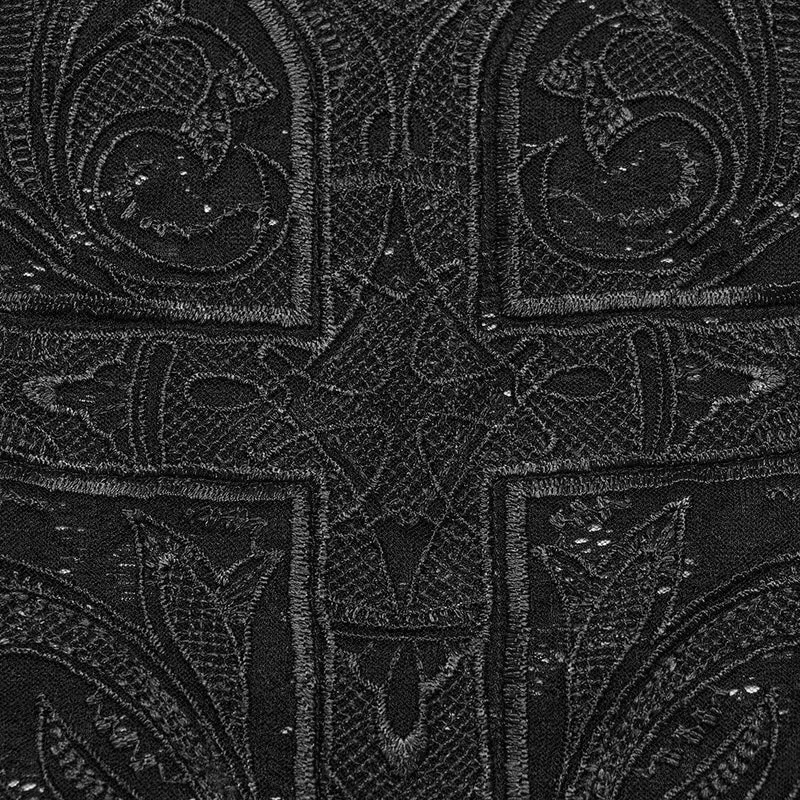 Damen-Tanktop aus Spitze mit Gothic-Kreuz-Stickerei