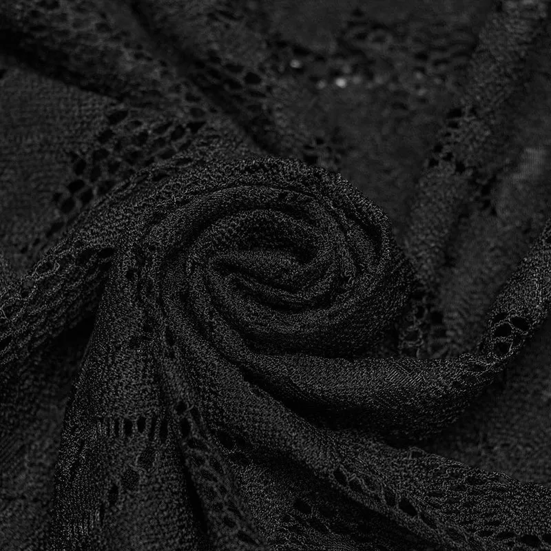 Damen-Tanktop aus Spitze mit Gothic-Kreuz-Stickerei