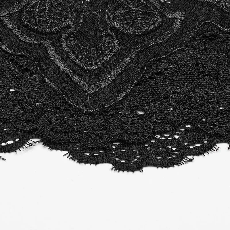Damen-Tanktop aus Spitze mit Gothic-Kreuz-Stickerei