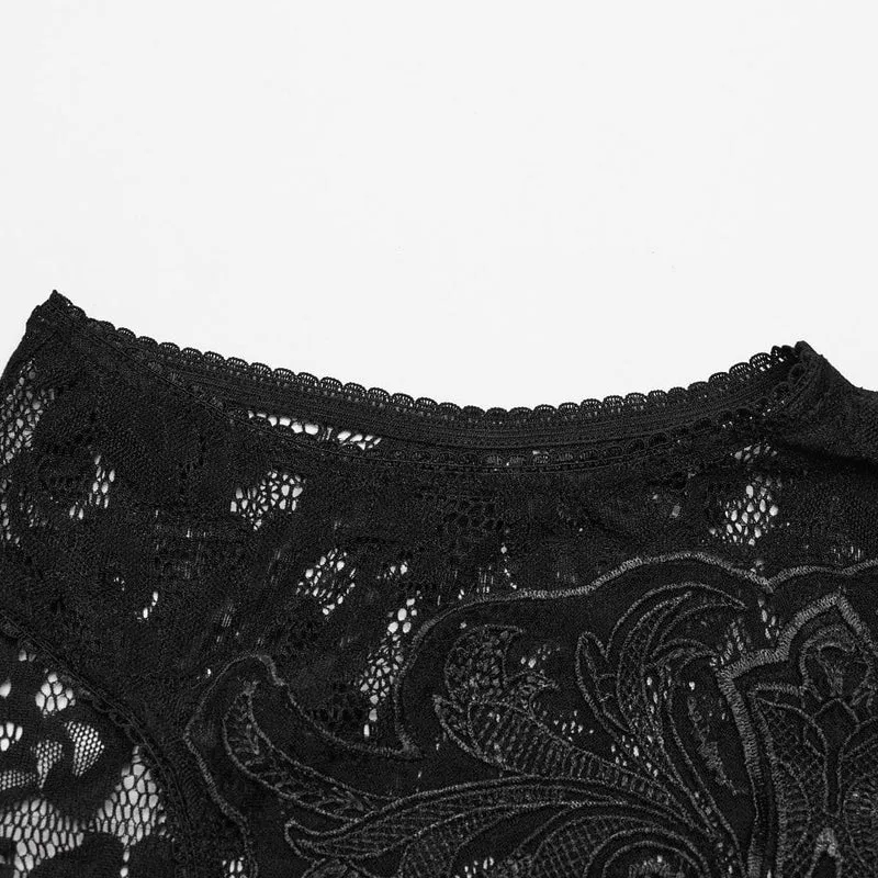 Damen-Tanktop aus Spitze mit Gothic-Kreuz-Stickerei