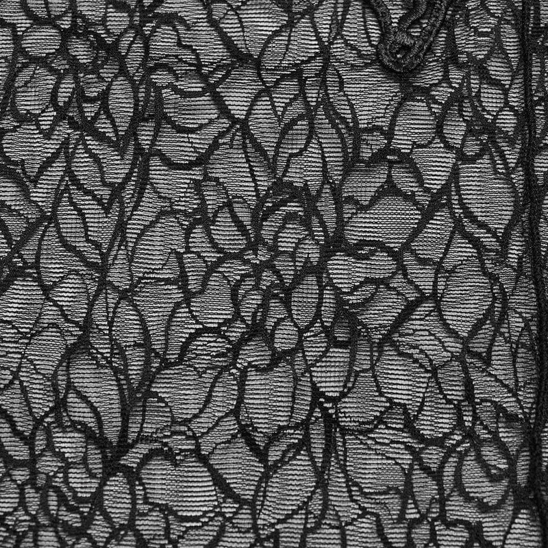 Damen-Gothic-Top aus Netzstoff mit Schmetterlingsstickerei und Blumenmuster