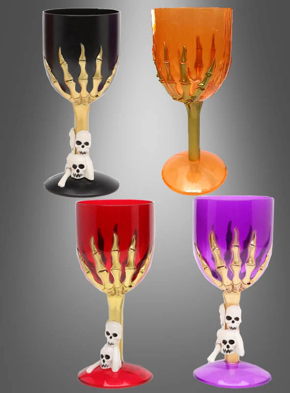 Halloween Weinglas mit Skeletthand 17cm