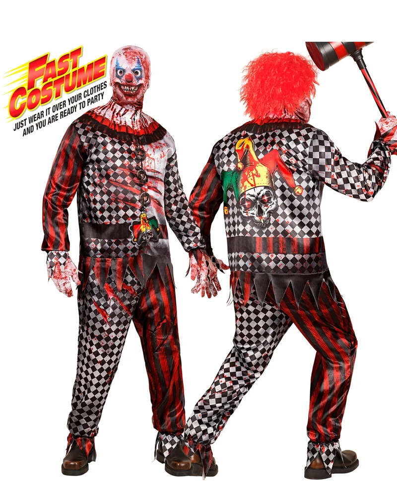 Horror Clown Sofortkostüm mit Maske & Handschuhe