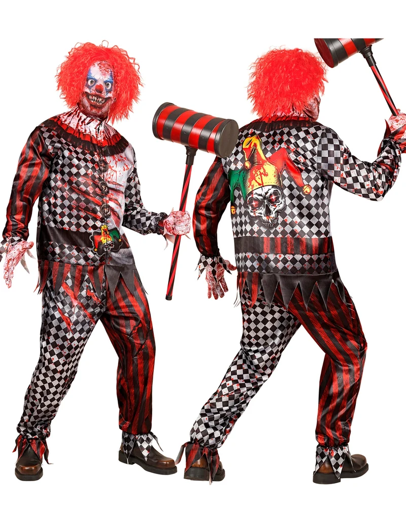 Horror Clown Sofortkostüm mit Maske & Handschuhe