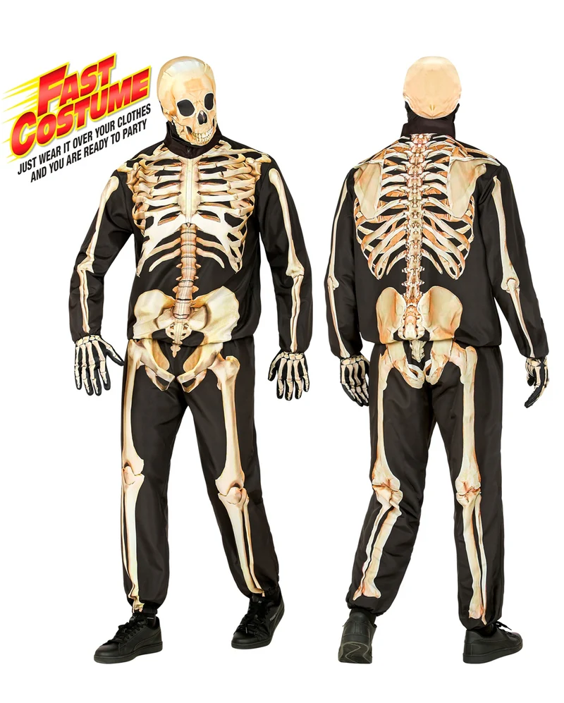 Skelett Sofortkostüm mit Maske & Handschuhe