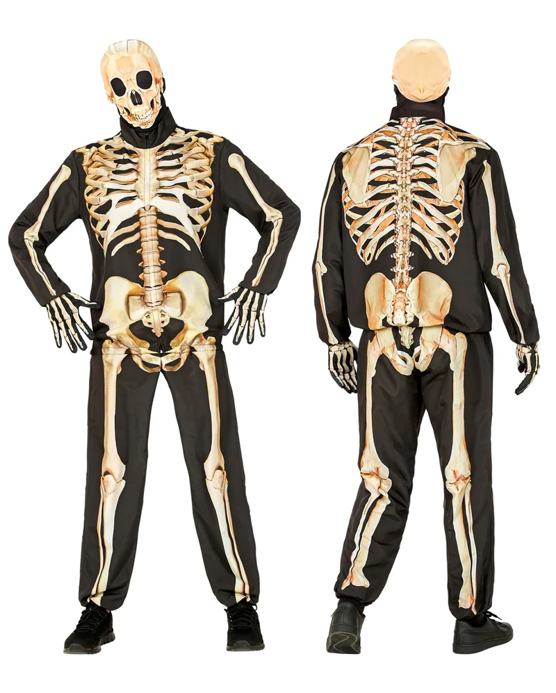 Skelett Sofortkostüm mit Maske & Handschuhe