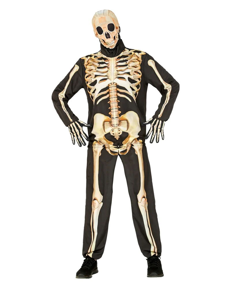 Skelett Sofortkostüm mit Maske & Handschuhe