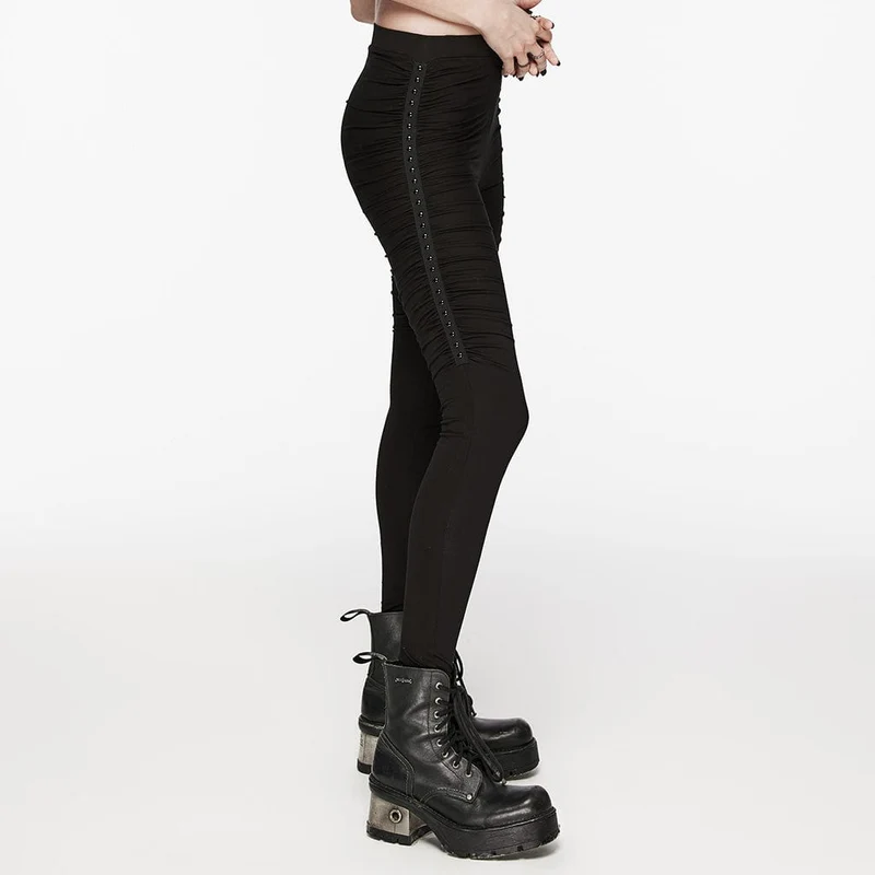 Damen-Punk-Hosen mit Rüschen und Perlen