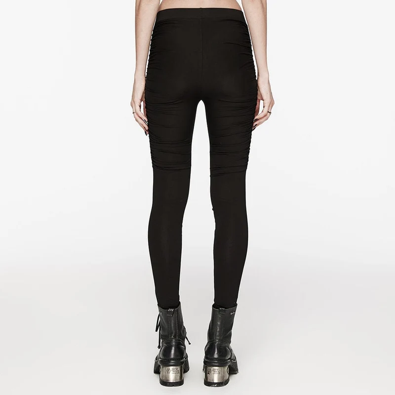 Damen-Punk-Hosen mit Rüschen und Perlen