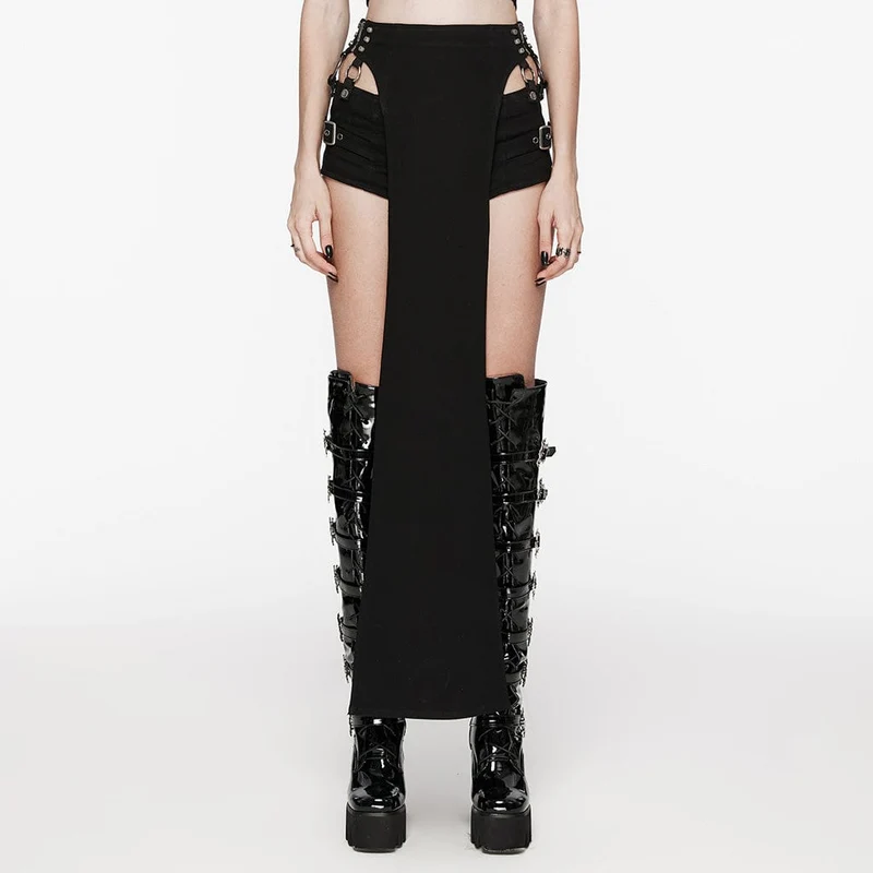 Abnehmbare Damen-Shorts mit Punk-Schnalle und Nieten