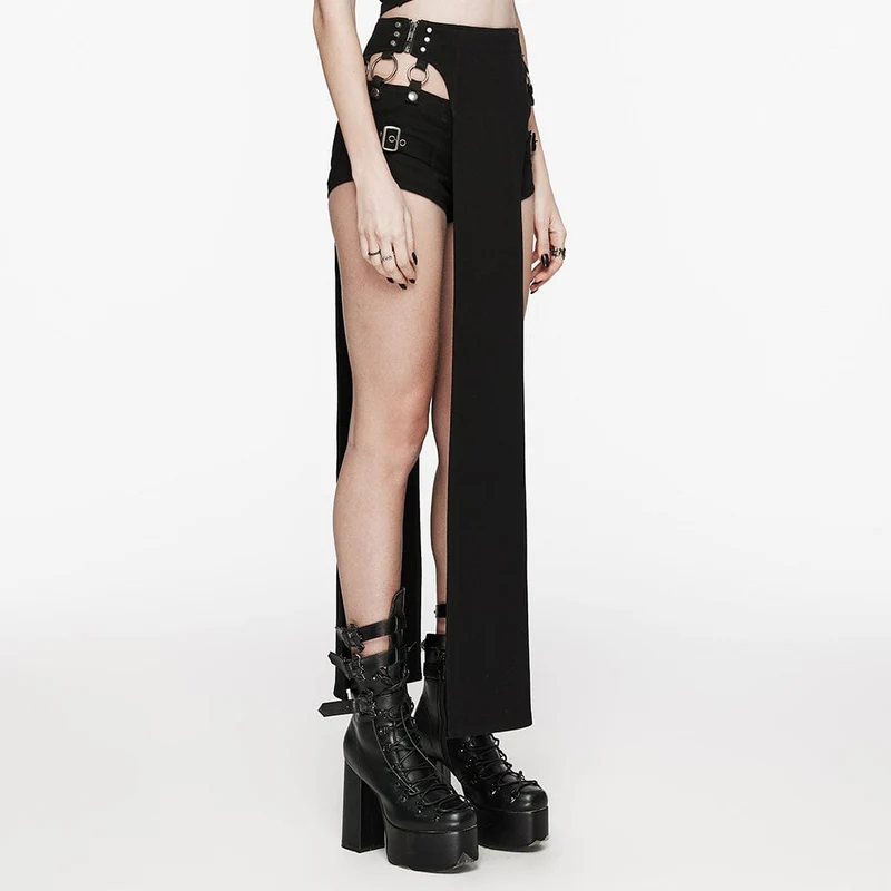 Abnehmbare Damen-Shorts mit Punk-Schnalle und Nieten