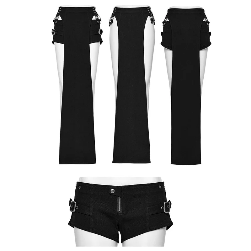 Abnehmbare Damen-Shorts mit Punk-Schnalle und Nieten