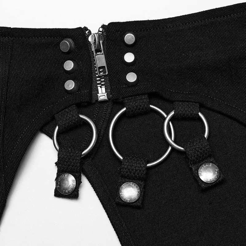Abnehmbare Damen-Shorts mit Punk-Schnalle und Nieten
