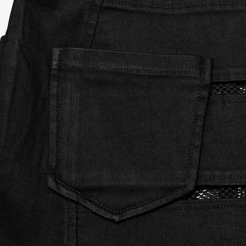 Punk-Mesh-Splice-Reißverschlussrock für Damen in Schwarz