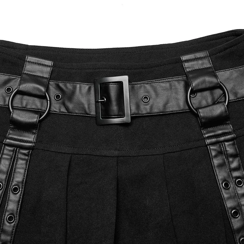 Damen Punk Mesh Splice Straps Faltenrock
