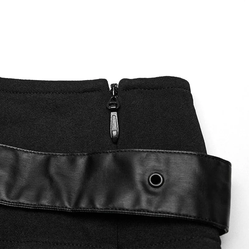Damen Punk Mesh Splice Straps Faltenrock