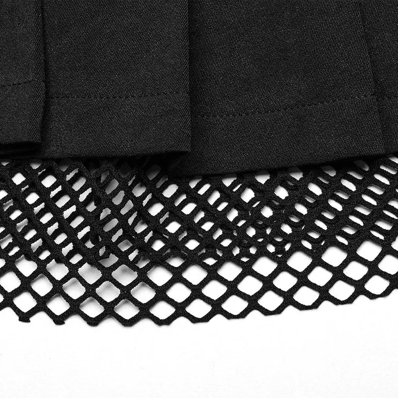 Damen Punk Mesh Splice Straps Faltenrock
