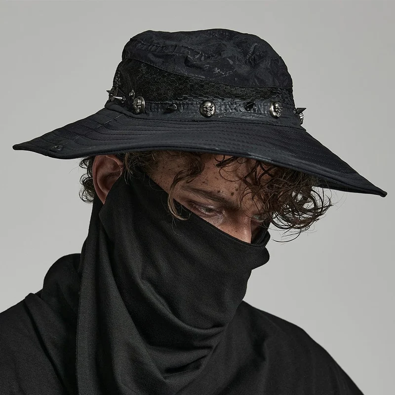 Herren Punk Distressed Rivet Hut