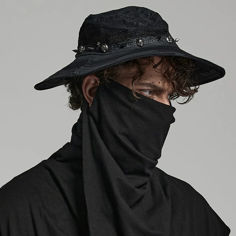 Herren Punk Distressed Rivet Hut