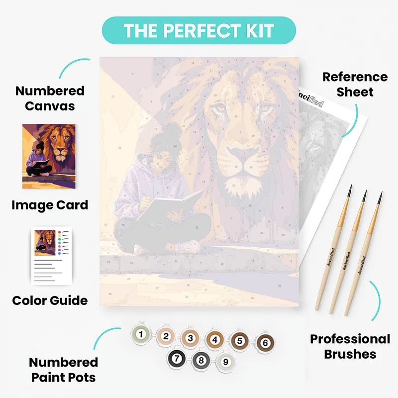 Lion Wall Mural - Paint by Numbers Kit