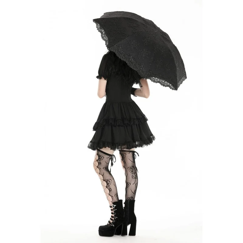 Damen-Regenschirm mit Gothic-Blumenstickerei