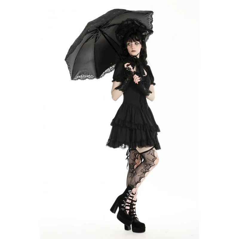 Damen-Regenschirm mit Gothic-Blumenstickerei