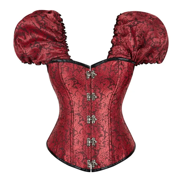 Damen Gothic Puffärmel-Überbrustkorsett mit Schnürung und Stäbchen