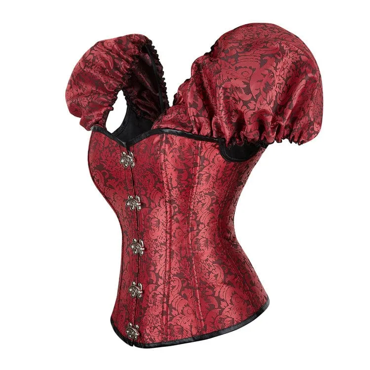 Damen Gothic Puffärmel-Überbrustkorsett mit Schnürung und Stäbchen